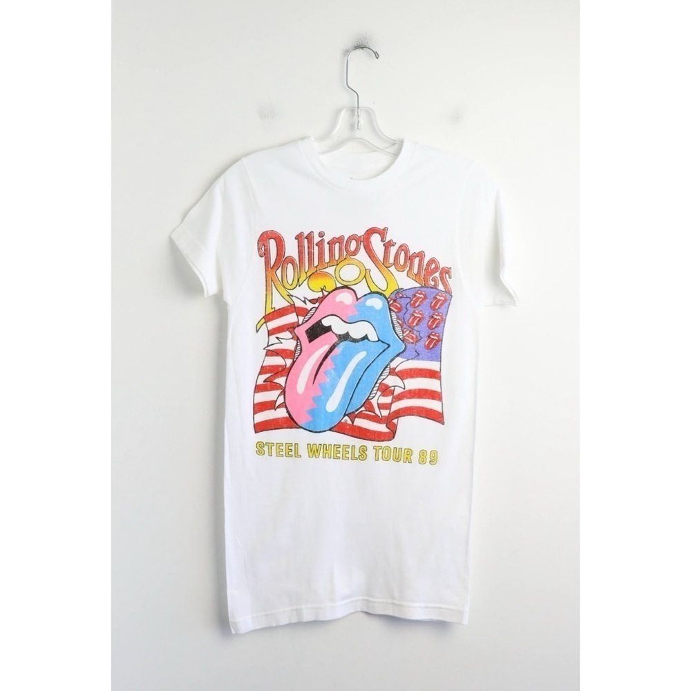 NWOT The Rolling Stones T-Shirt Women Long Rock Top Band Tee XS new mouth logo